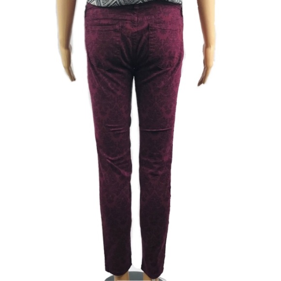 Sneak Peek Red Pattern Skinny Jeans -Size 5 junior - Picture 4 of 8